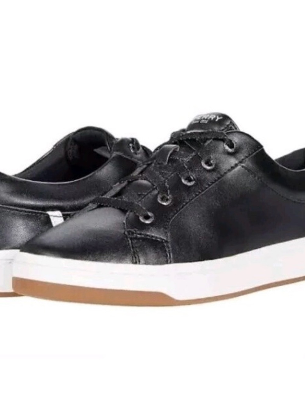Sperry Charter Women's Black Leather Low-Top Sneakers SZ 8